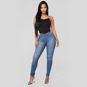 Ripped blue jeans